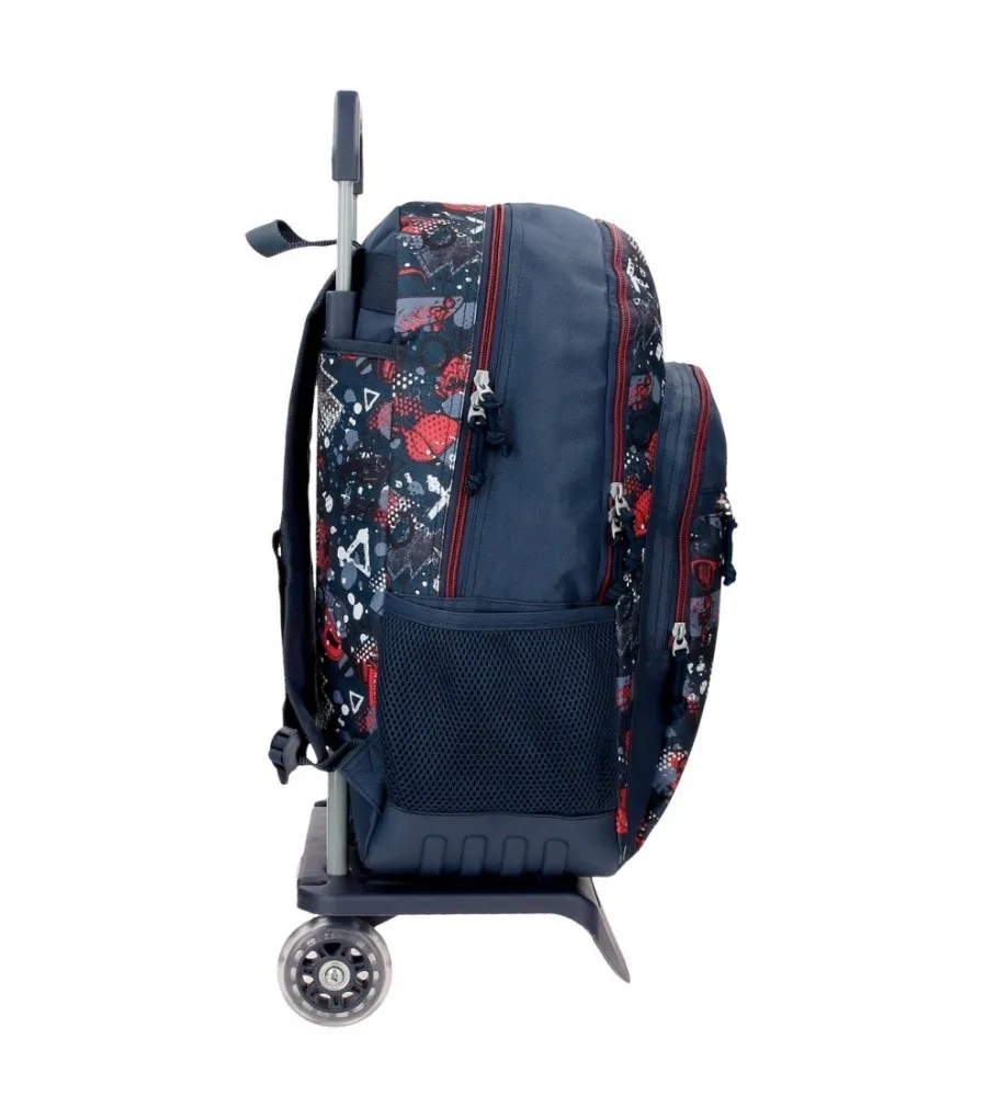 Mochila Escolar Movom Free time con carro 46 cm marino